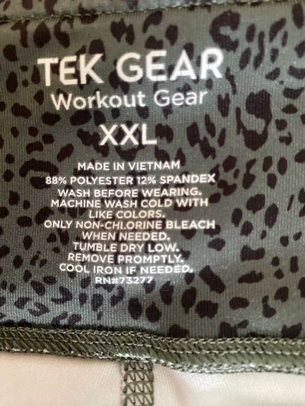 Tek Gear XXL Olive Green Animal Print Capri Leggings High Rise Pocket Active - Picture 5 of 10